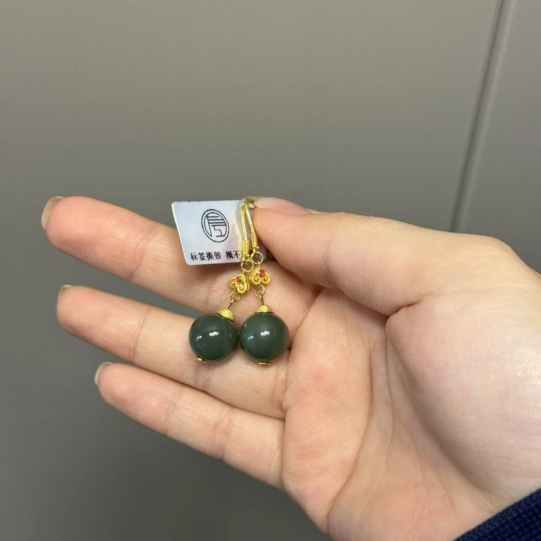 左边婷姐丨和田玉耳钩（E077）