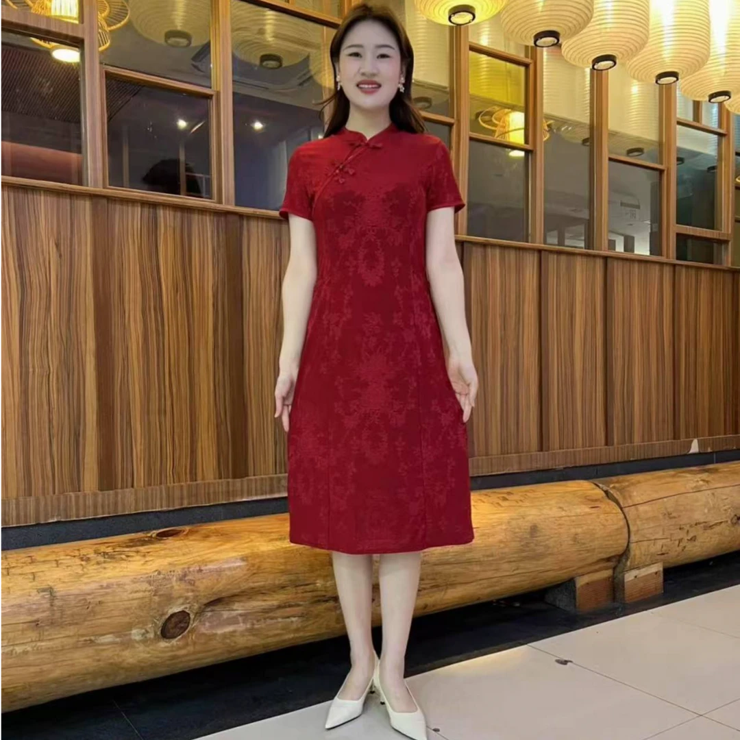 高档气质改良旗袍连衣裙夏季新款洋气显瘦遮肚中长款过膝裙子