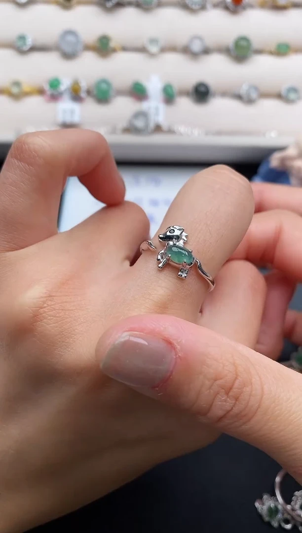 银S925镶嵌戒指翡翠33333333+3