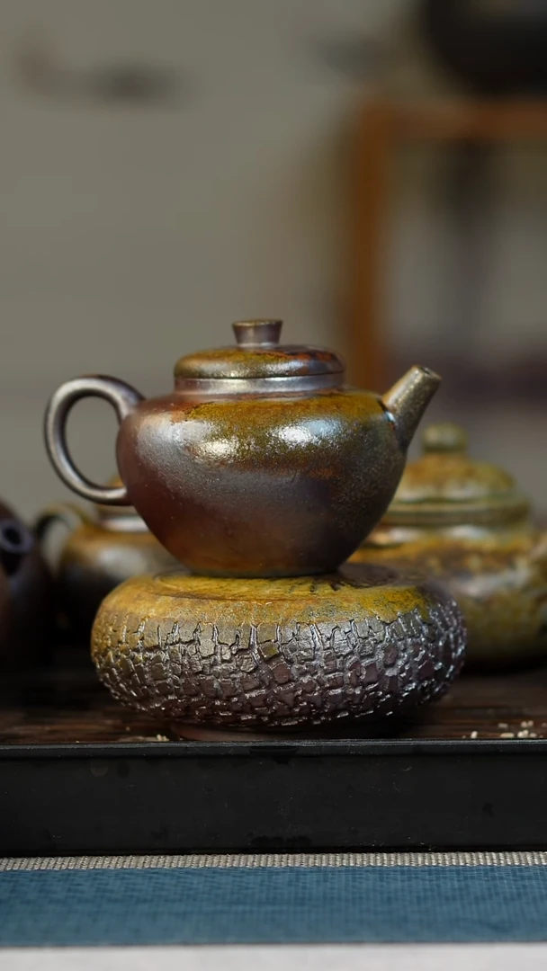 茶壶紫砂瑕疵柴烧紫砂 天青巨轮200cc