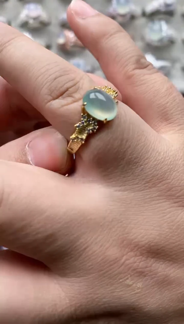 【闪购商品】翡翠戒指银S925镶嵌3333--4