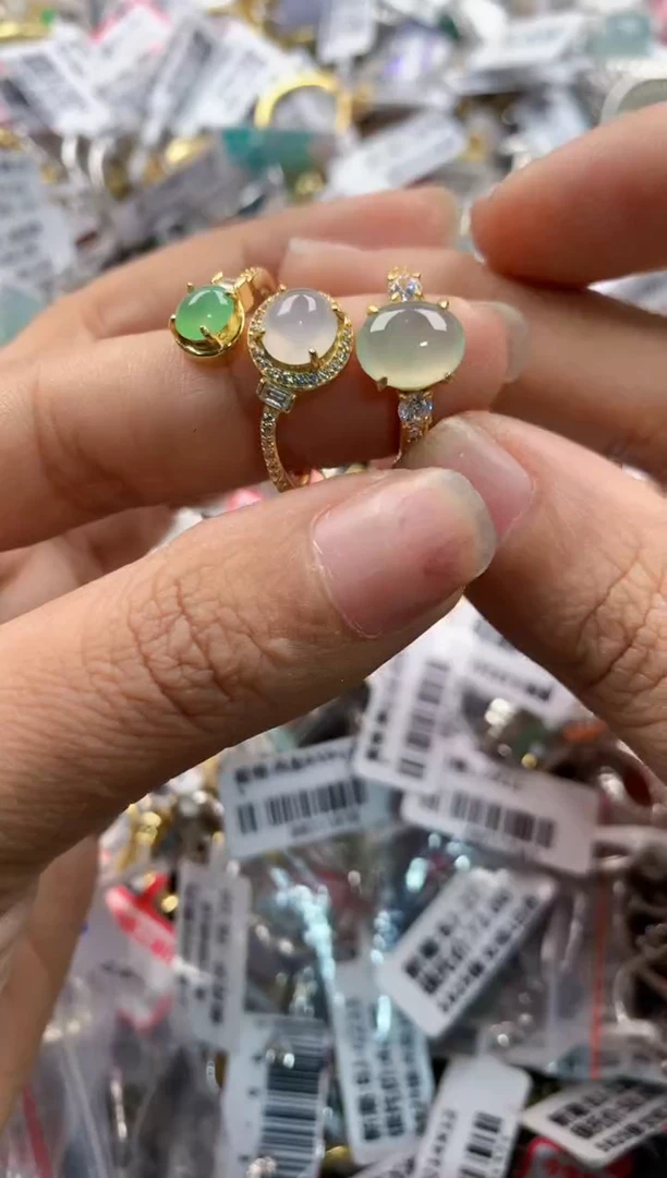 银S925镶嵌戒指翡翠11      9