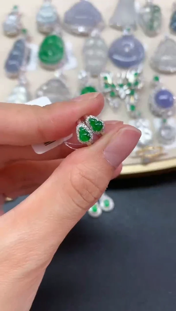 【闪购商品】翡翠耳饰18K金镶嵌D964|1980