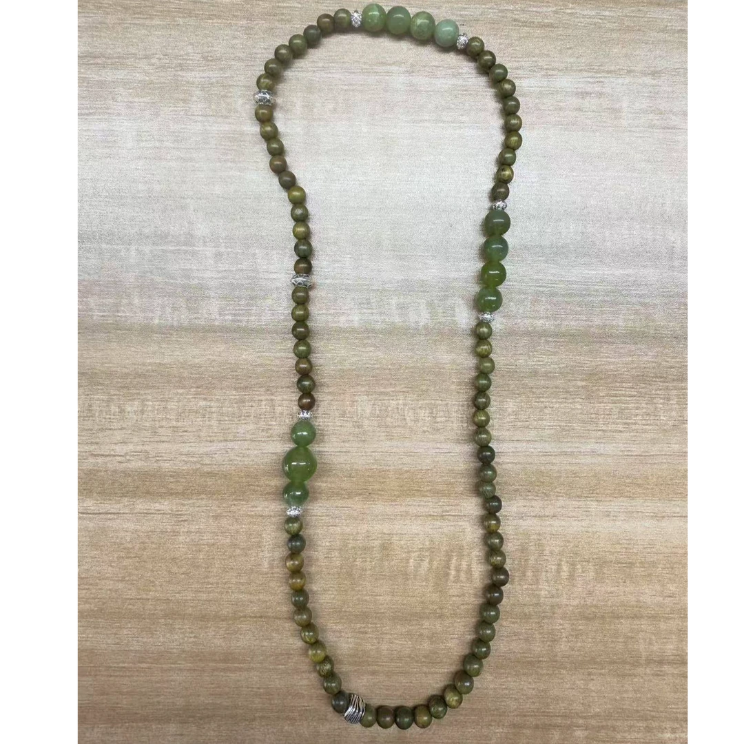 A-1729 岫玉 绿檀木 百搭水晶手串