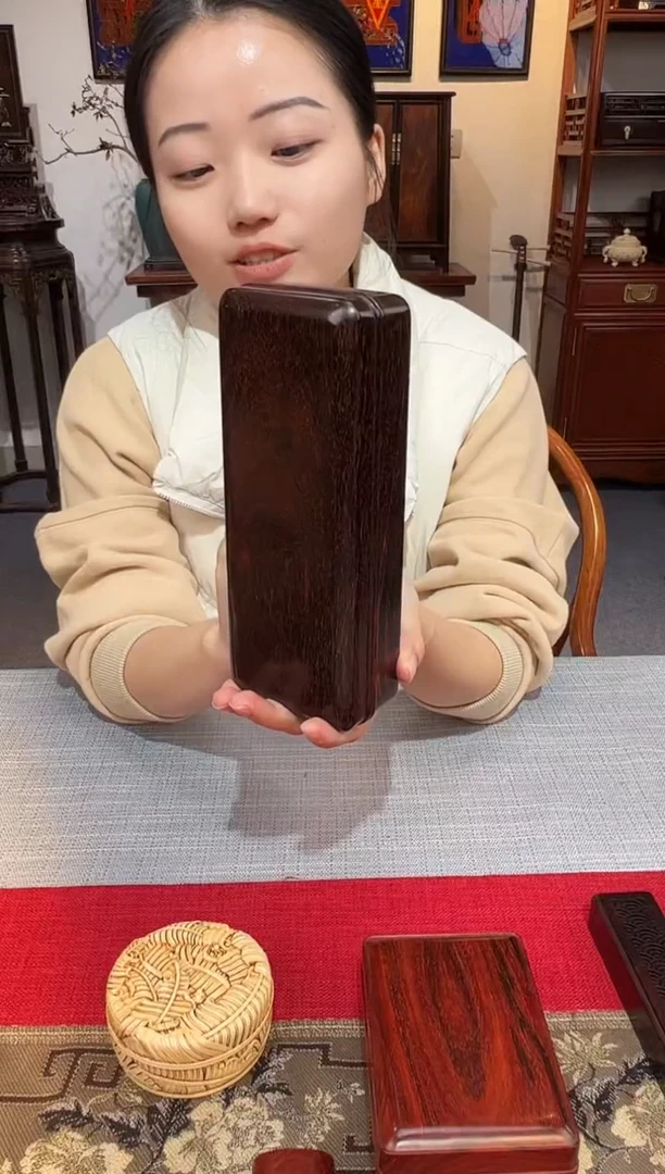紫檀木类成套家具天地盖文盒  一木挖   一物一拍