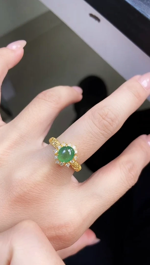 银S925镶嵌戒指翡翠12