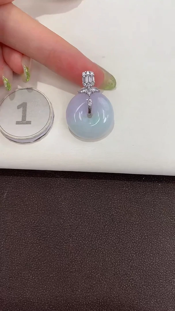 颈饰银S925镶嵌翡翠天然缅甸a货翡翠