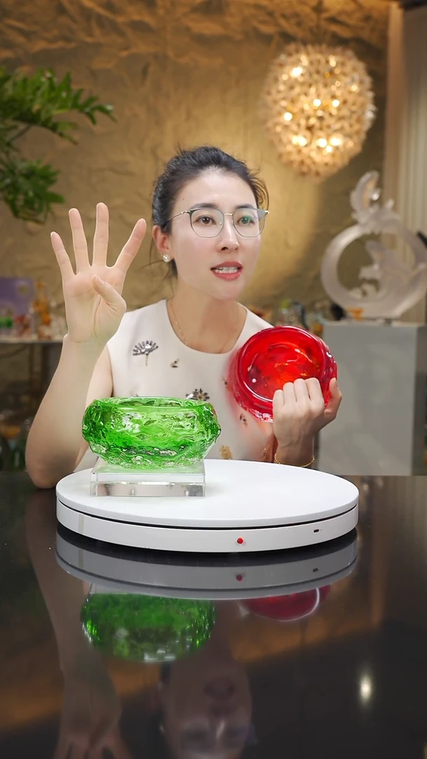 瓷片福利绿色水波纹果碗