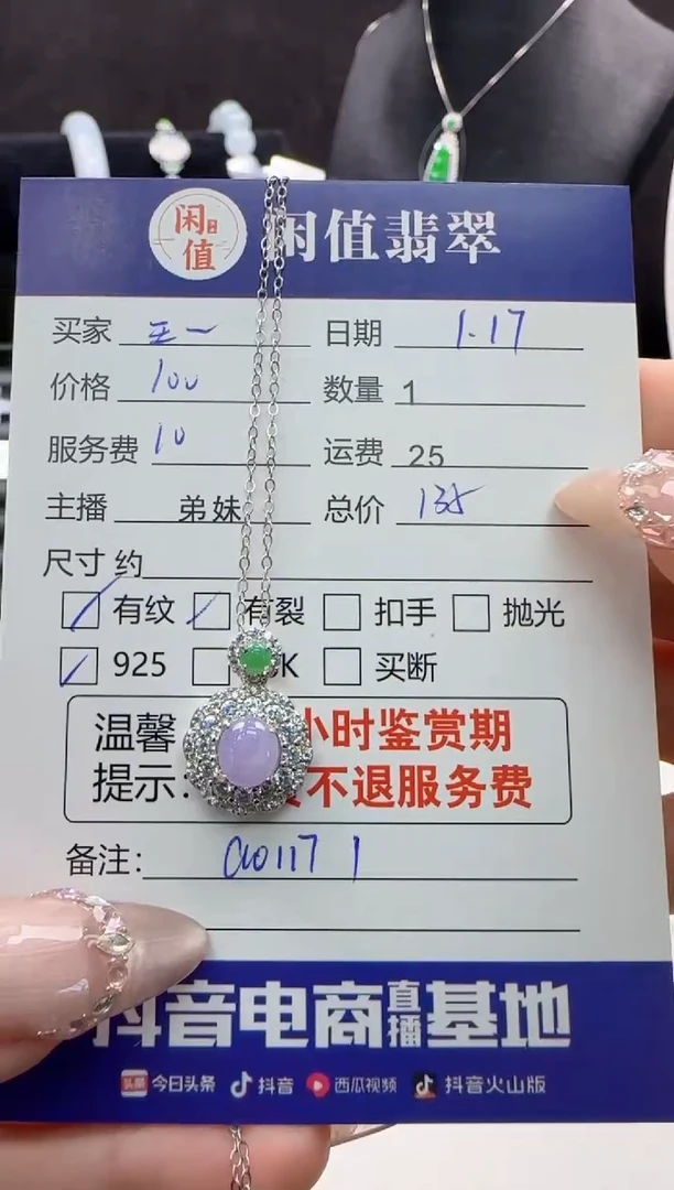 【闪购商品】翡翠项链银S925镶嵌翡翠项链