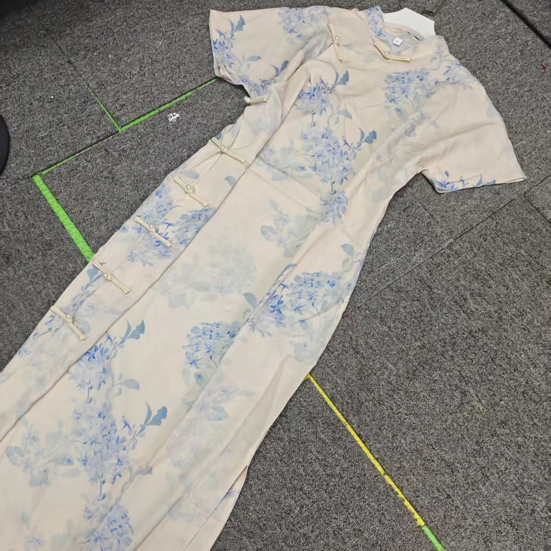 恬子梦 T699 夏季新款  青花瓷 裙长120 全开襟旗袍