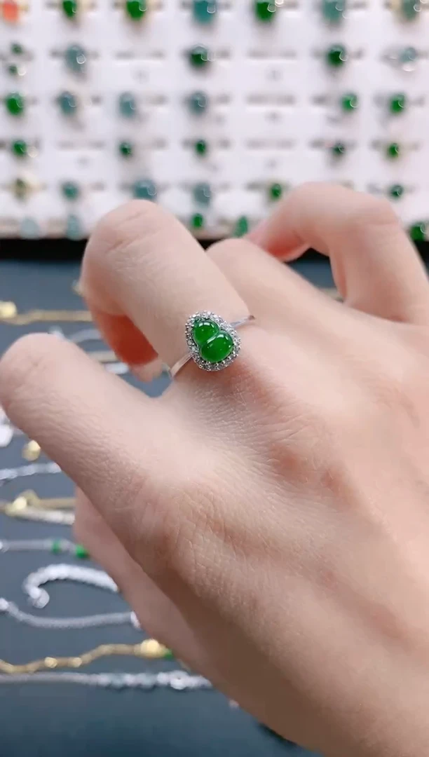 【闪购商品】翡翠戒指银S925镶嵌天然翡翠