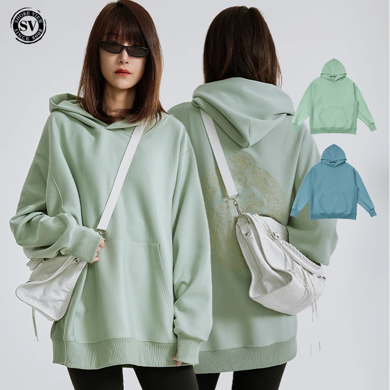 【SHORE VIEW】纯色螺纹拼接重工刺绣时尚休闲宽松国潮连帽