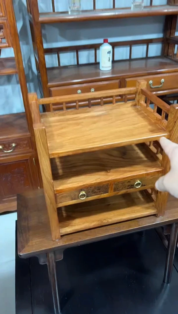 守**生花梨木三层岸上收纳架