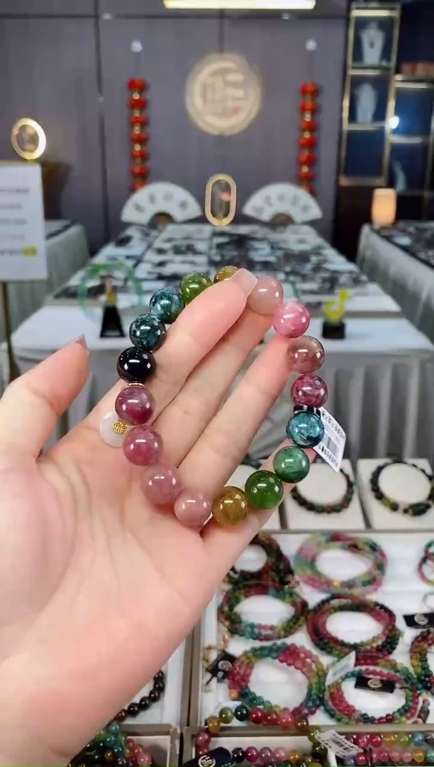 未镶嵌老矿碧玺单圈手串12mm+碧玺hon多样性发一条