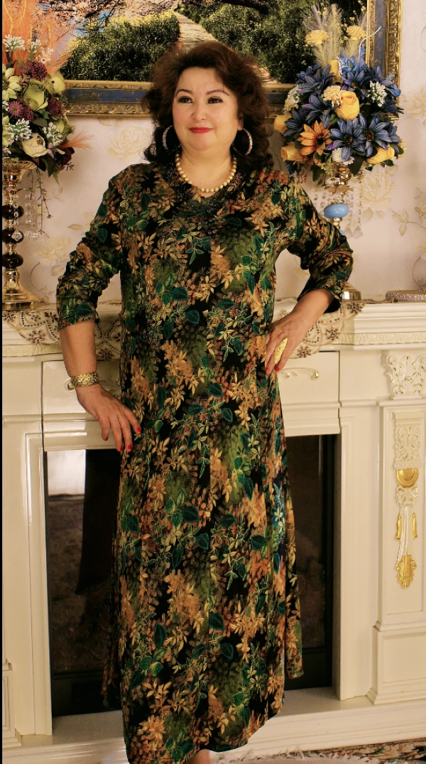 （5）中长碎花秋冬宽松大码连衣裙