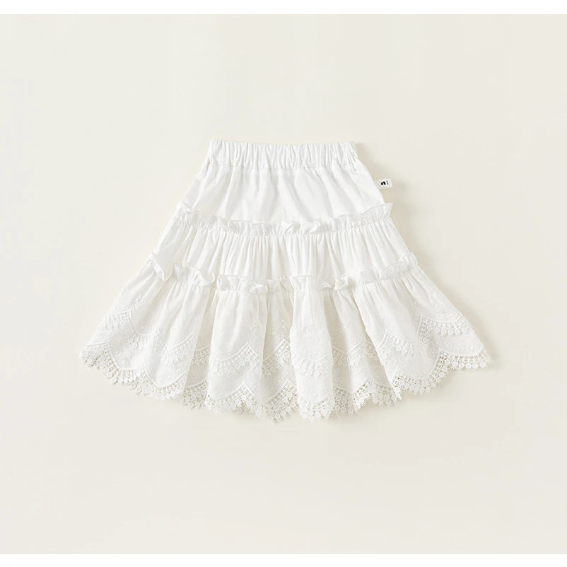 童装女童半身裙白色仙气童裙夏季新品儿童花边公主裙