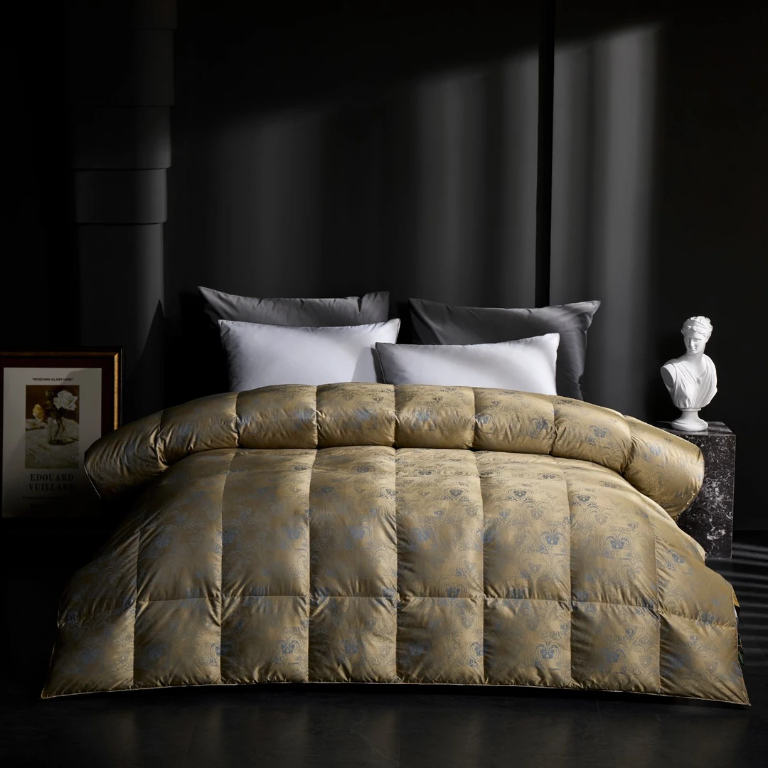 波罗迪亚铜全棉羽绒被95白鹅绒静音保暖高端欧式羽绒被冬被