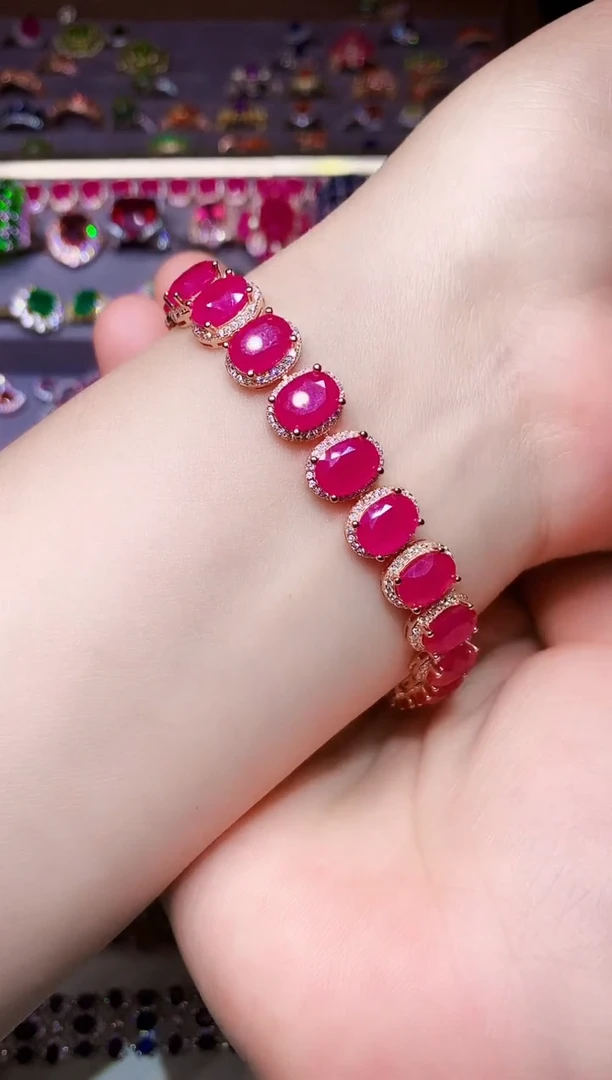 银S925镶嵌手链红宝石.....