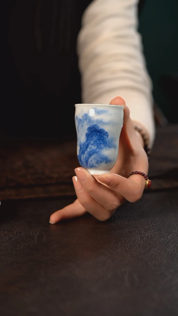 【闪购商品】杯聚澜堂国画山水高葫芦杯