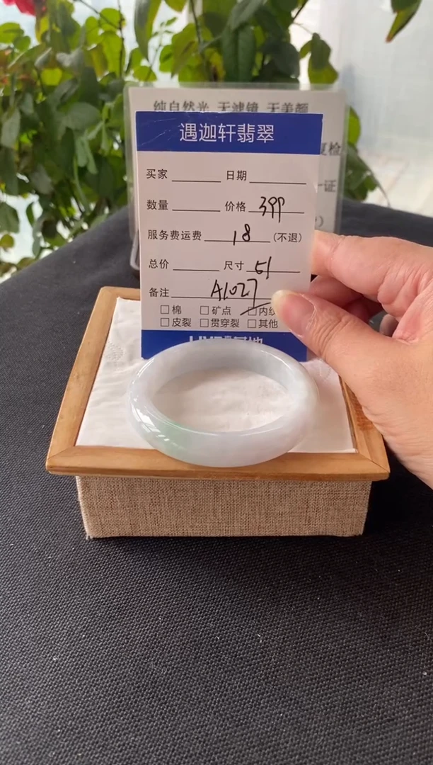 未镶嵌手镯翡翠51圈口 A1027编码