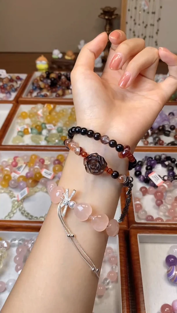 未镶嵌手链水晶H3006 胶花银耀双圈设计