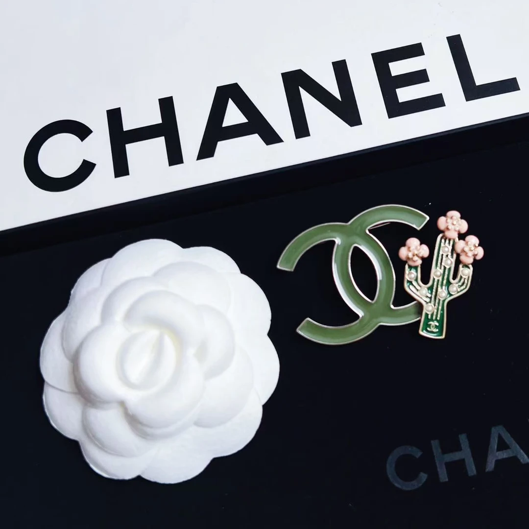95新 Chanel/香奈儿 柚礼中古/香奈儿珐琅仙人掌胸针LZ503217