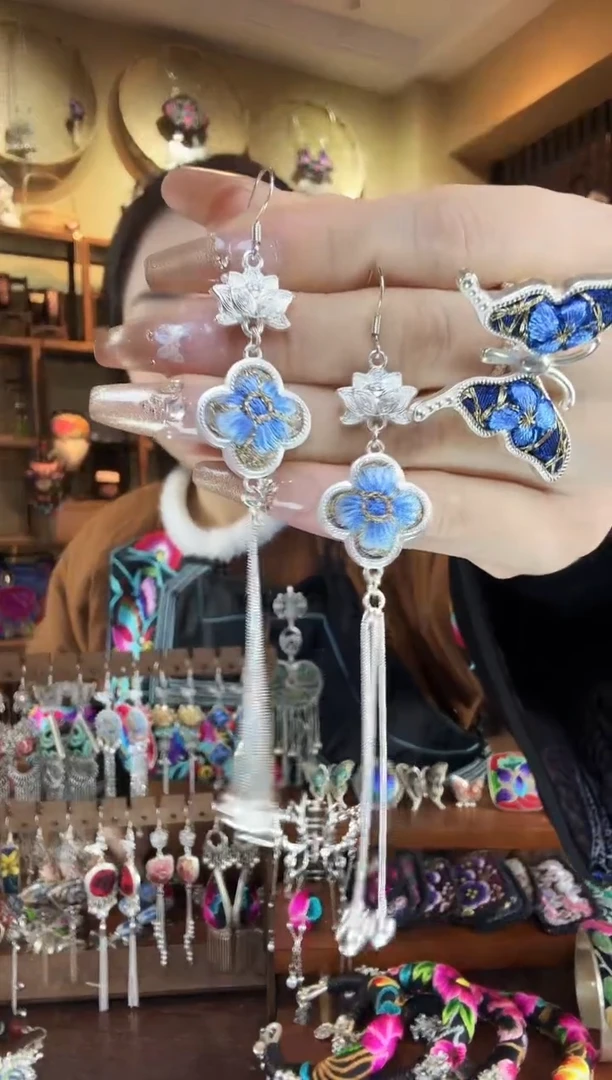 刺绣非遗刺绣民族风耳环