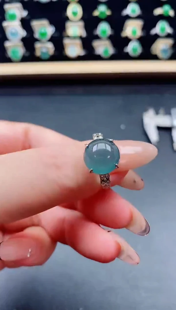 银S925镶嵌戒指翡翠1