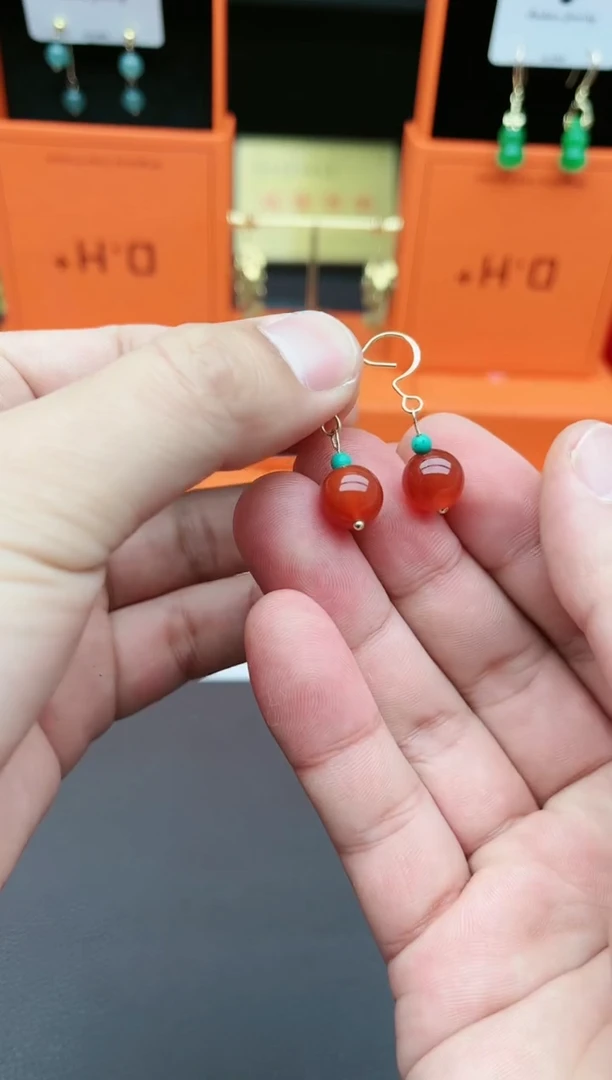 【闪购商品】南红玛瑙耳饰银S925镶嵌424000