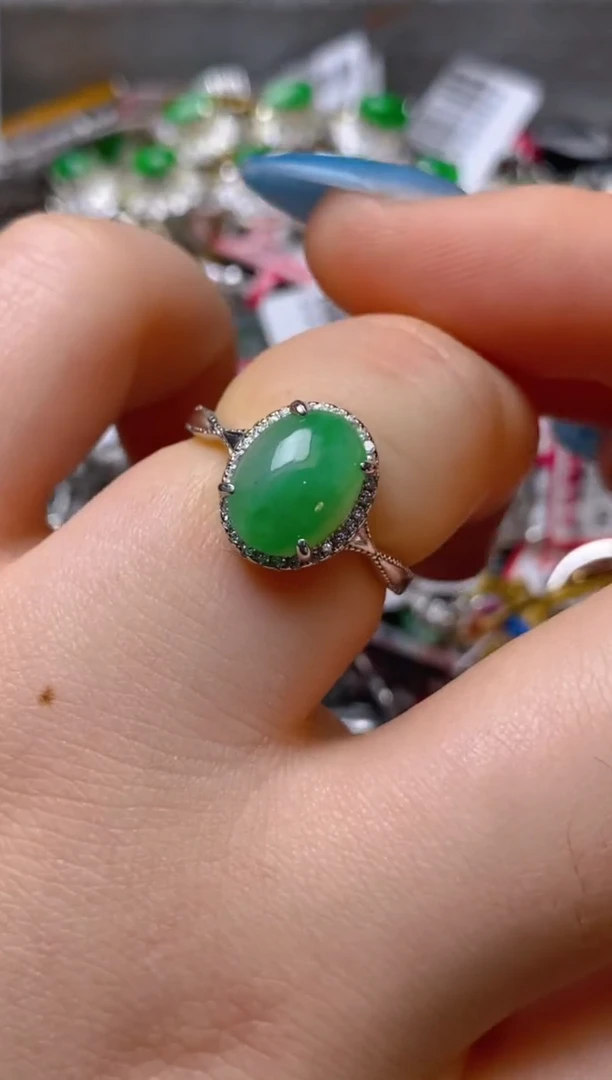 银S925镶嵌戒指翡翠百内无证书