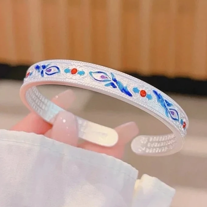 足银手镯 25号链接 【开口手镯】足银999.9 清库存带证书礼盒包装