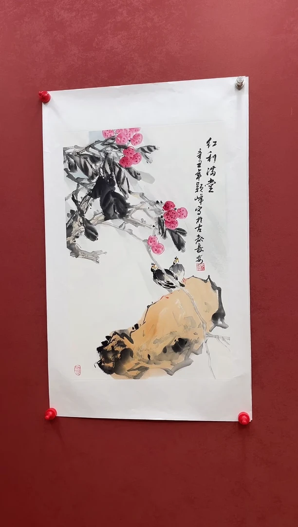 国画纯手绘四尺三开花鸟
