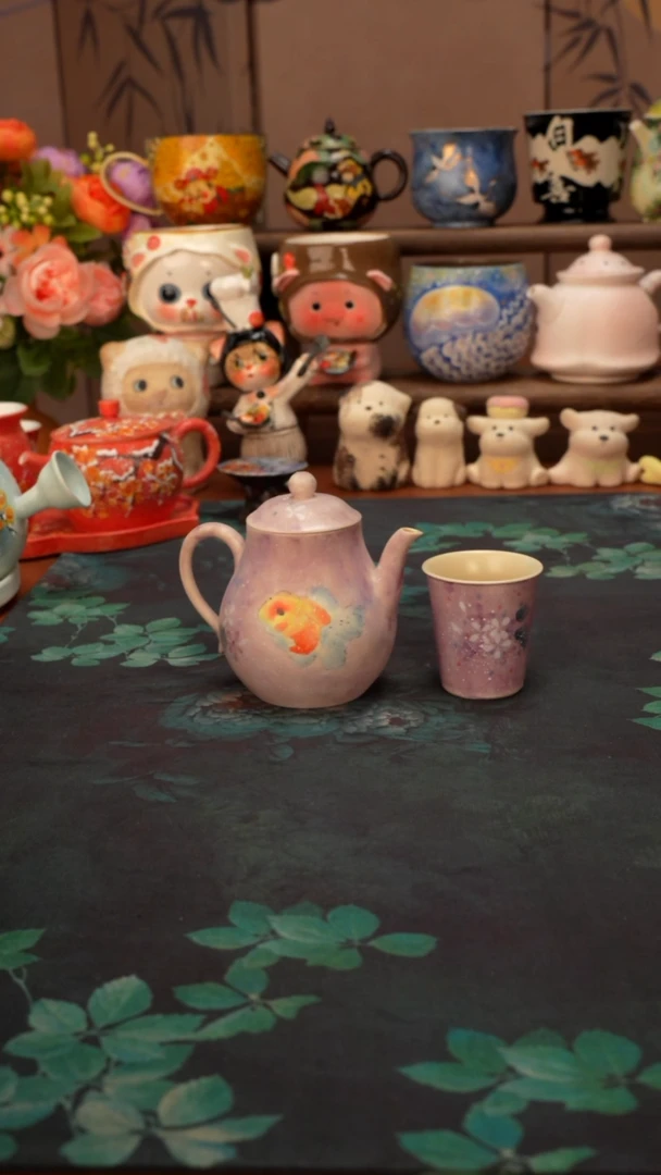 【落单】紫麟系列  小金鱼壶带闻香杯