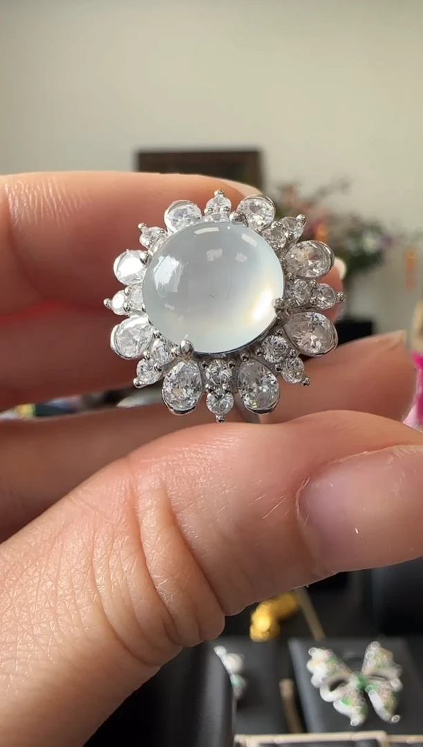 【闪购商品】翡翠戒指银S925镶嵌银镶