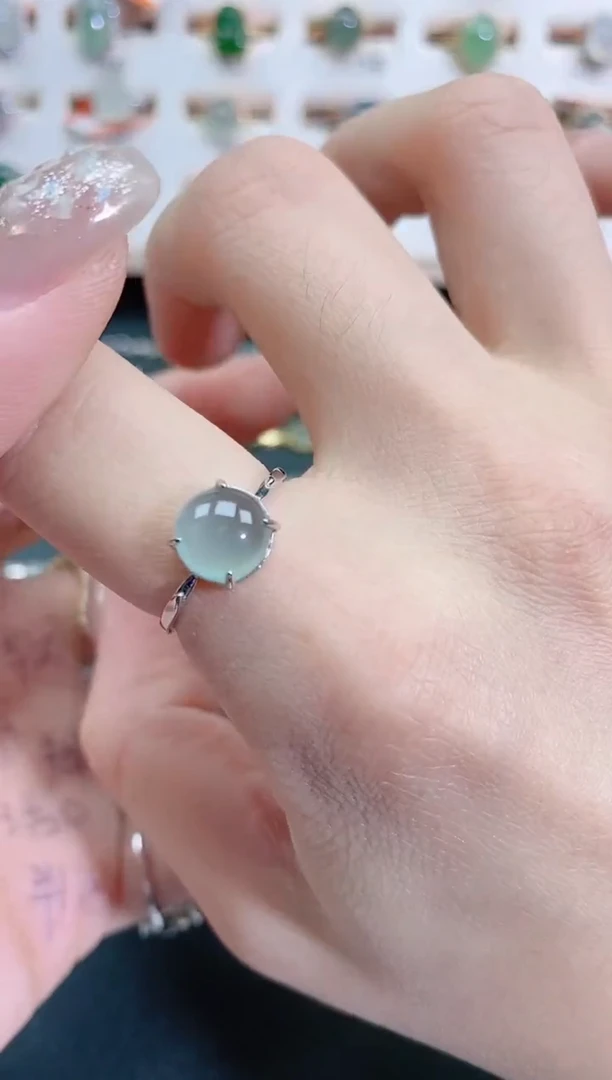 银S925镶嵌戒指翡翠天然翡翠