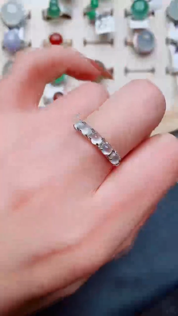 银S925镶嵌戒指翡翠...
