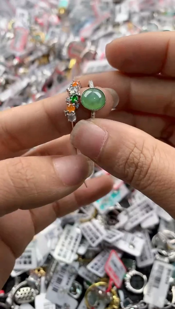 银S925镶嵌戒指翡翠999----3