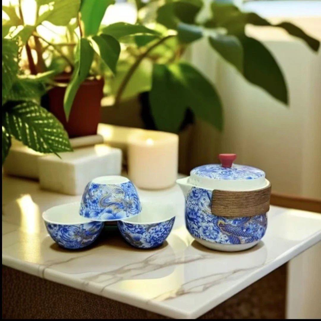 便携式旅行功夫茶具套装家用轻奢高档陶瓷茶壶茶杯乔迁送G2139