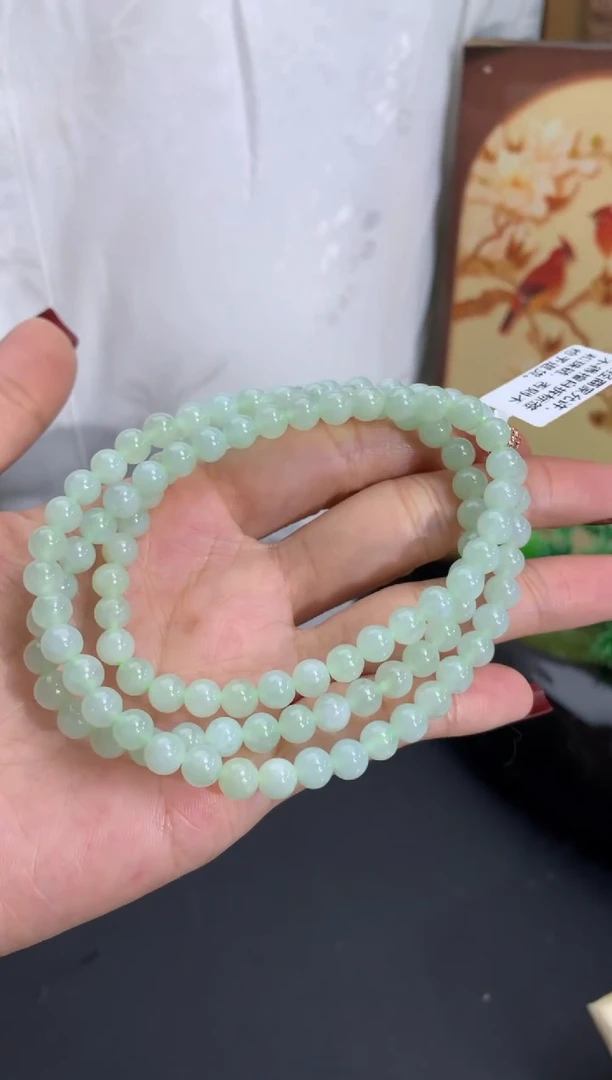 未镶嵌手串翡翠淡淡晴底 卡5.8mm