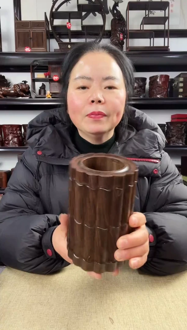 木竹节笔筒老李红木工艺品
