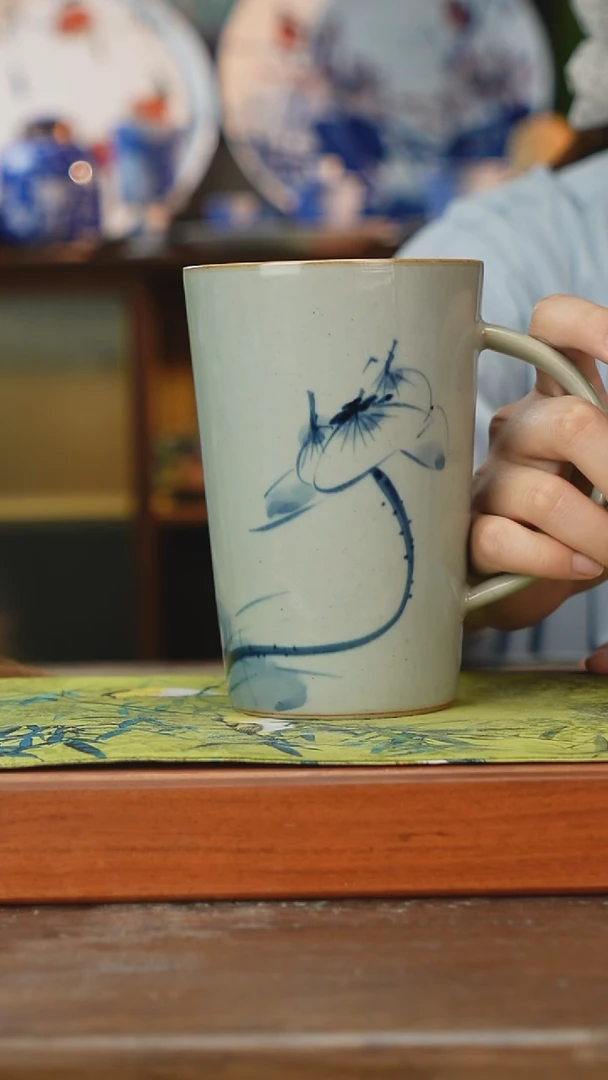 摆件景德镇釉下手绘陶瓷茶具，咖啡杯