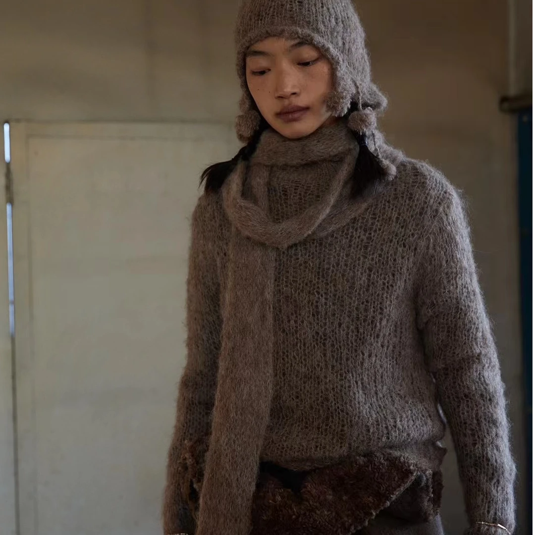 左岸迷香毛衣7016针织上衣秋冬百搭编织毛绒保暖