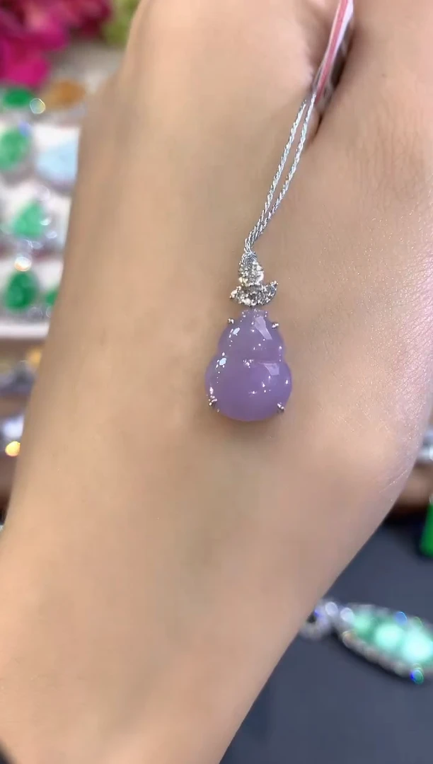 吊坠(不含链)18K金镶嵌翡翠a51多样性一件发货紫货有色差