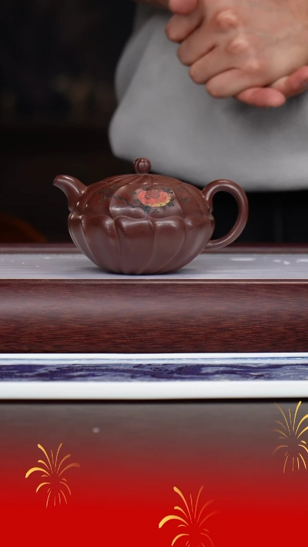 【闪购商品】紫砂茶壶顾顺娣/紫泥/圆珠合菱/260cc