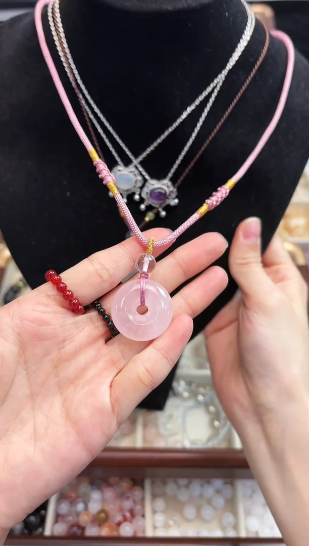 未镶嵌手链水晶粉水晶平安扣