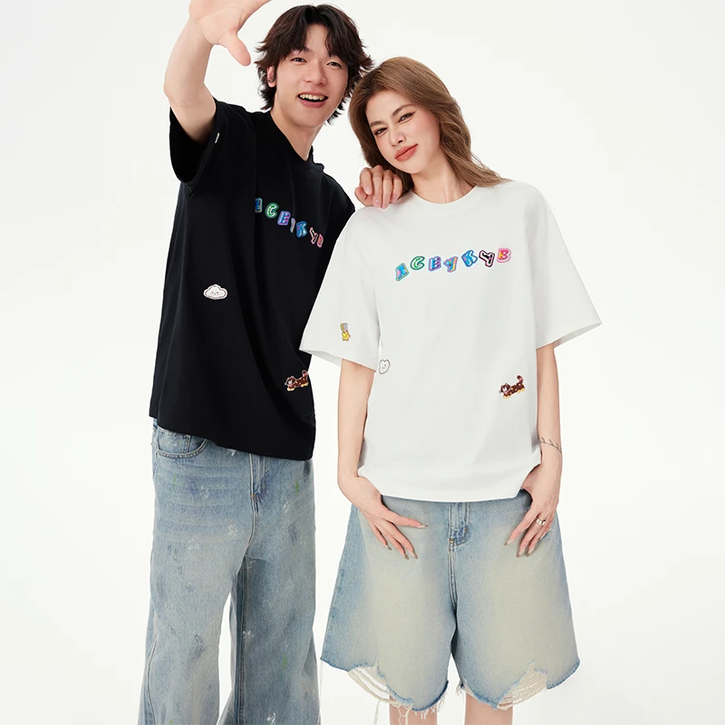 YKYB2025夏季新款不规则logo印花情侣T恤Y52NDT025