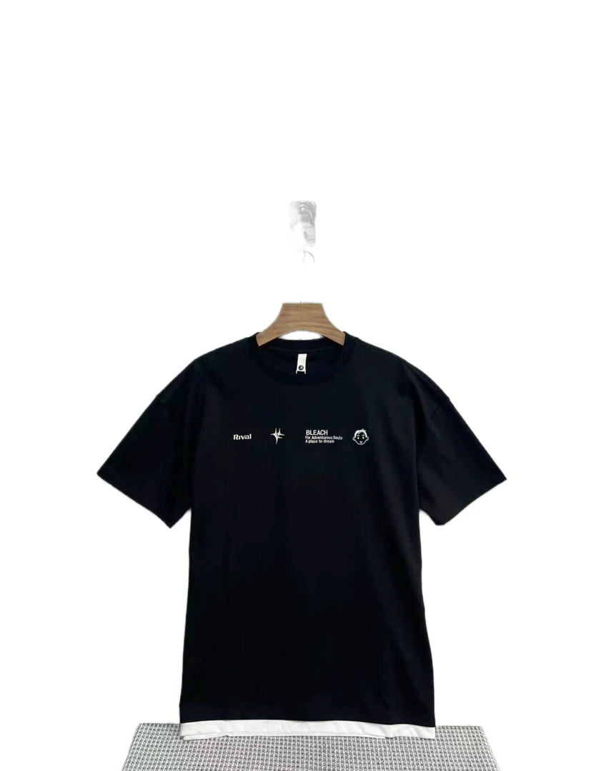 2633-1  男士  下摆晕染  字母  刺绣  简约  百搭  T恤