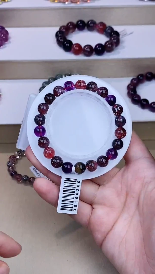 未镶嵌手链水晶黑加仑超七8m+