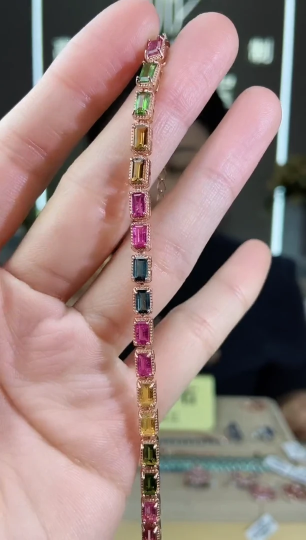 【闪购商品】碧玺手链银S925镶嵌手链