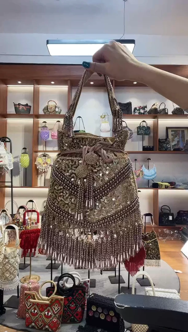 织物16号（多色可选）手工珠珠包包腋下斜跨包手拿包手提晚宴包